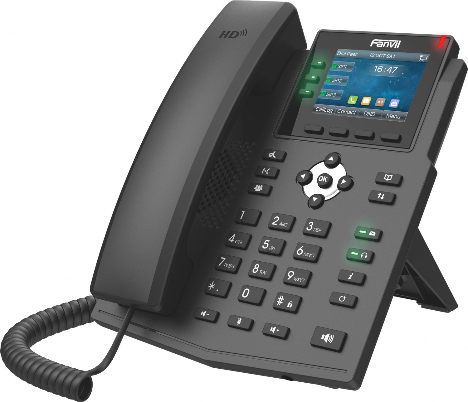 Fanvil X3U Enterprise VoIP Phone, 2.8-Inch Color Display, 6 SIP Lines, Dual-Port Gigabit Ethernet, Power Adapter Not Included